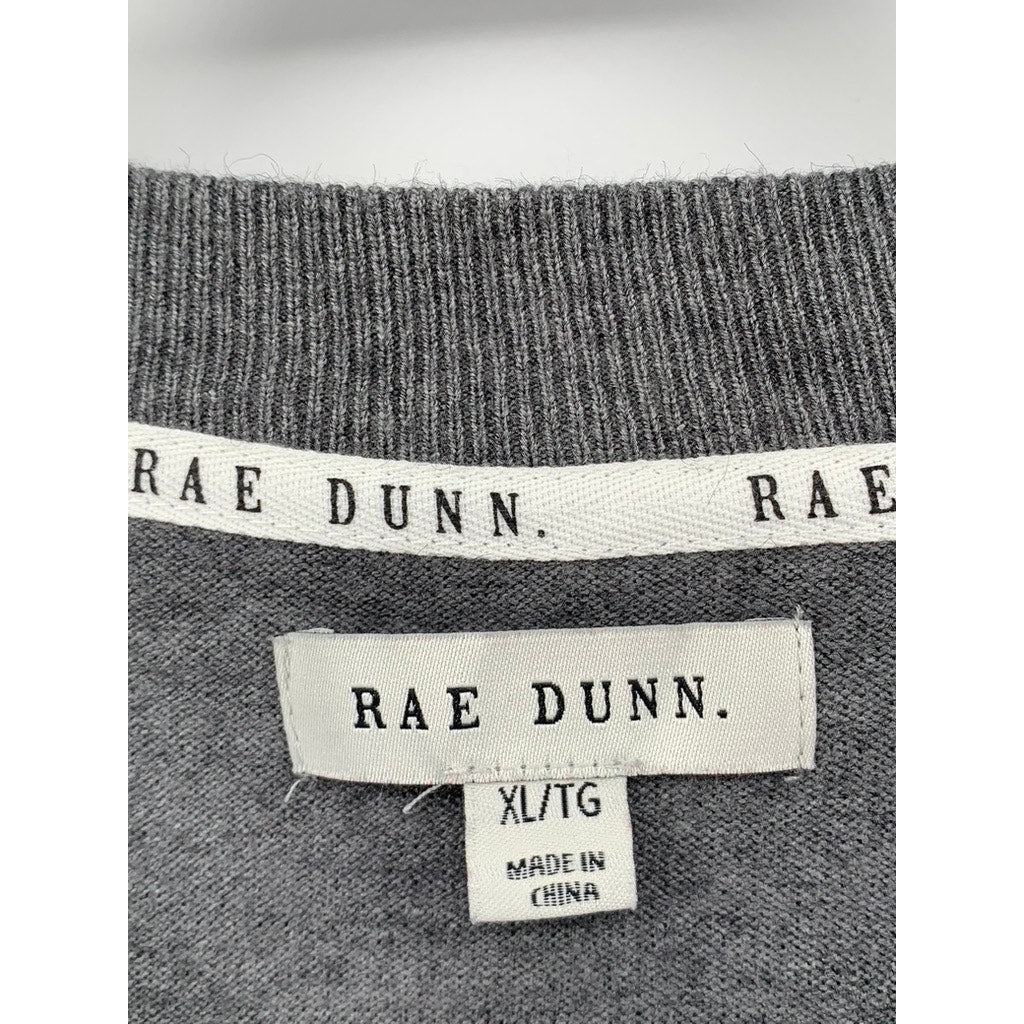 RAE DUNN Women's Raglan Long Sleeve "BLESSED" Gray Pullover Sweatshirt SZ XL