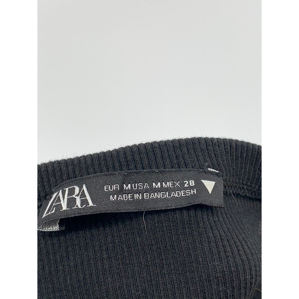 ZARA Women's Black Ribbed Bandeau Crop Top SZ M