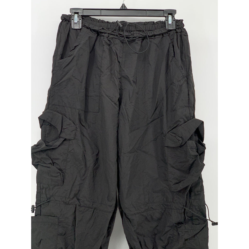 UNBRANDED Men's Black Bungee-Cord Pull-On Cargo jogger Pant SZ S