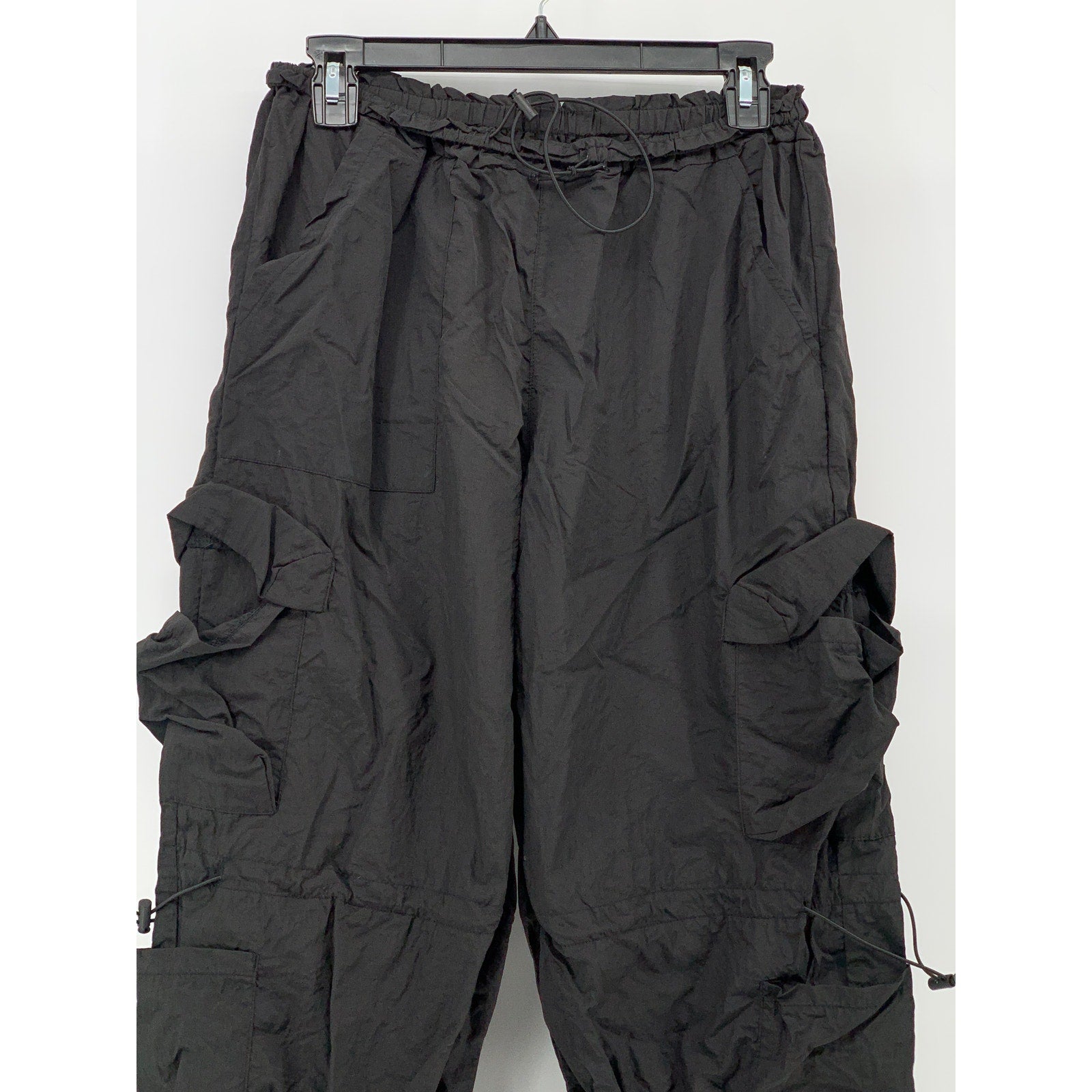 UNBRANDED Men's Black Bungee-Cord Pull-On Cargo jogger Pant SZ S