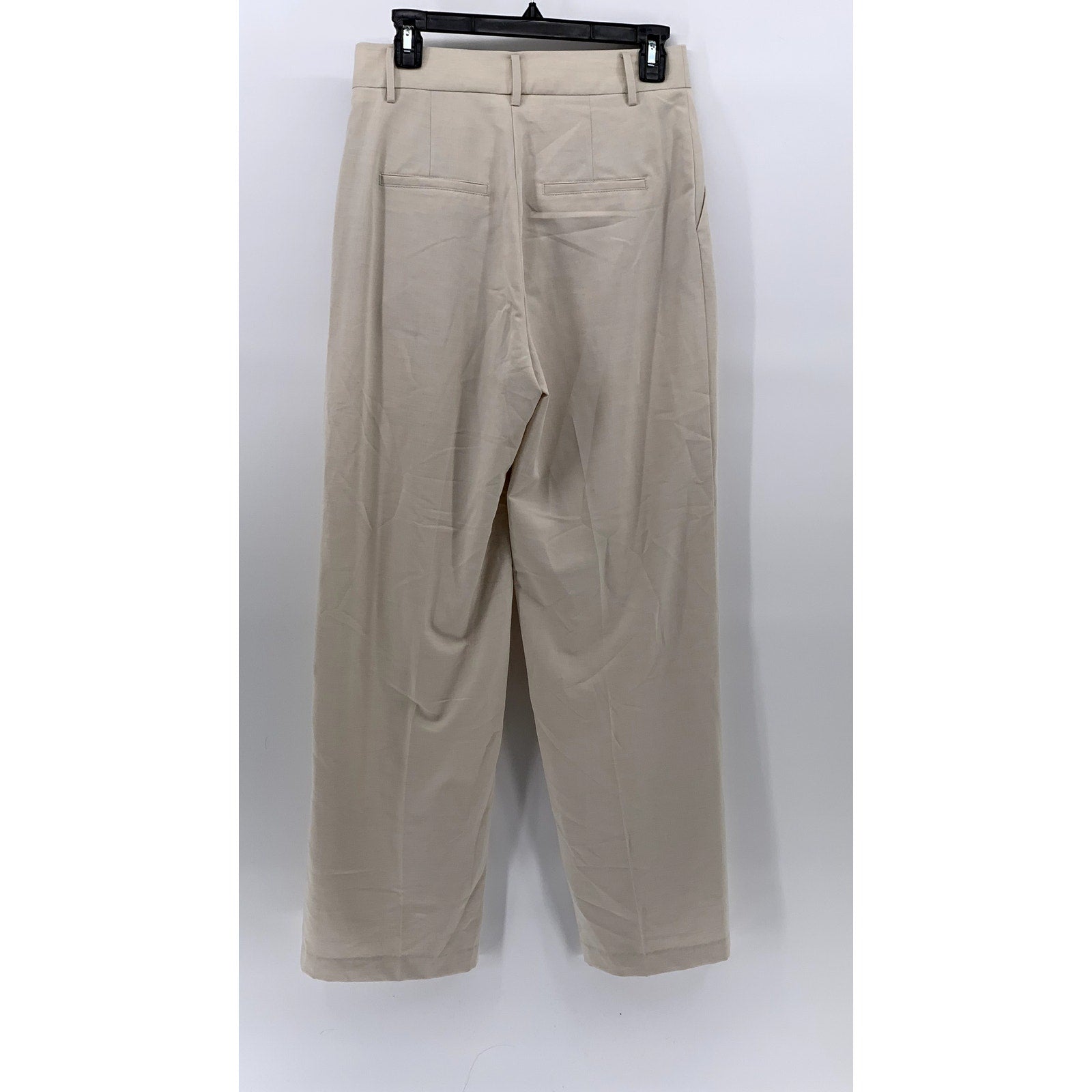 EFFERVESCENCE Women's Beige Wool-Blend Layered Straight-Leg High-Rise Pant SZ M