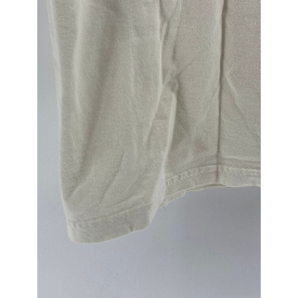 HANES Men's Off-White Newport Lighthouse Short Sleeve T-Shirt SZ M