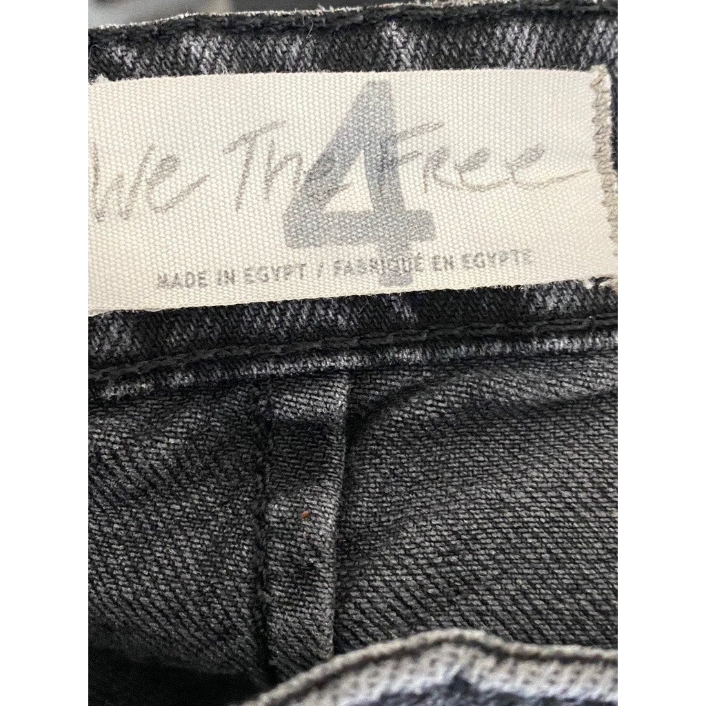 WE THE FREE Women's Washed Black Denim A-Line Zipper-Hem Mini Skirt SZ 4