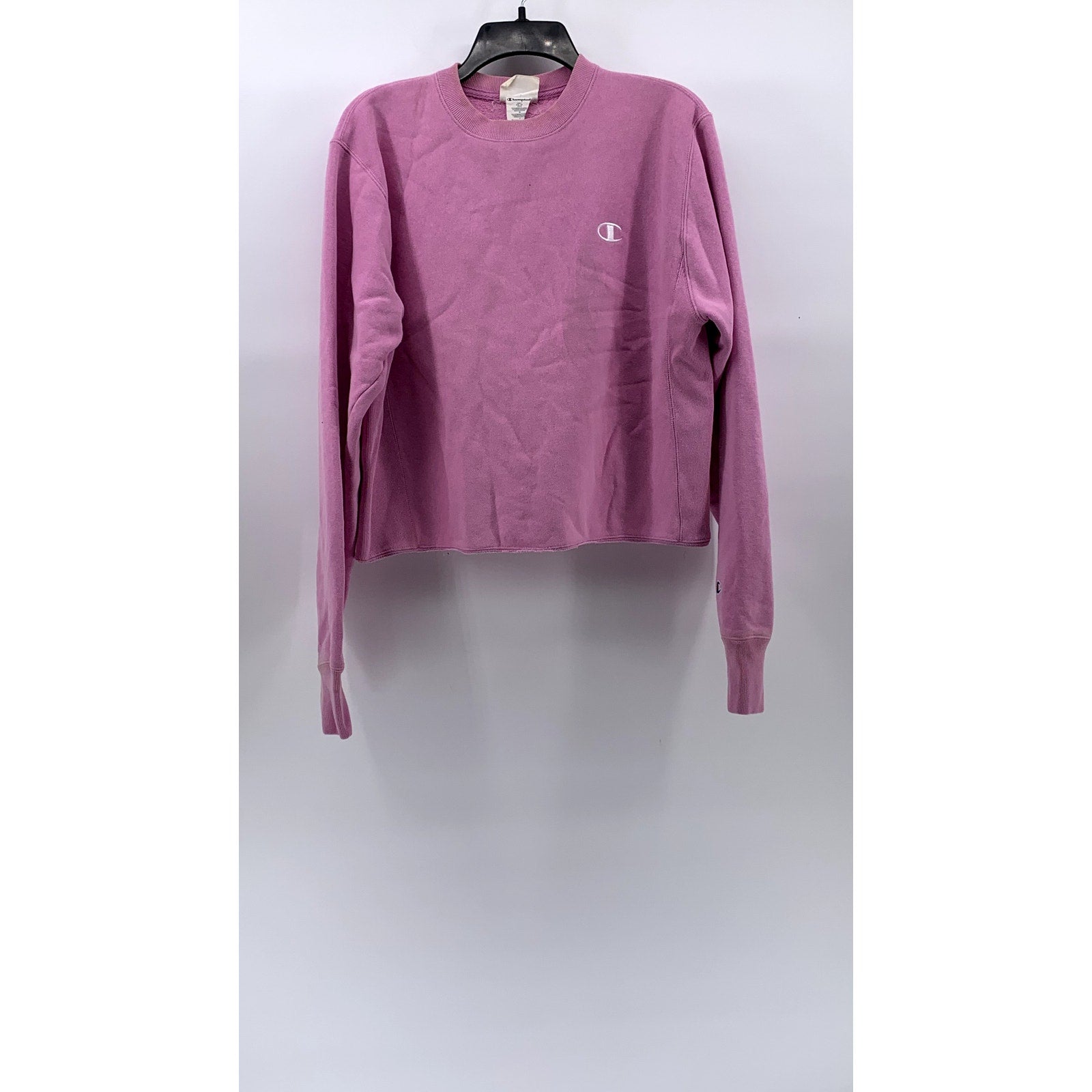 CHAMPION Women's Vintage Pink Reverse Weave Crewneck Cutoff Sweatshirt SZ S