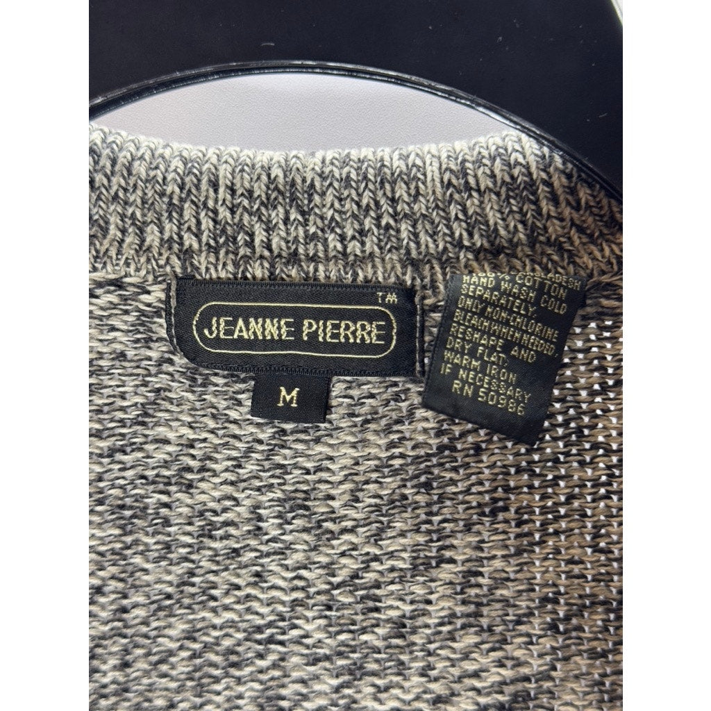 JEANNE PIERRE Women's Gray Marled Knit Notch Collar Button-Up Cardigan SZ M