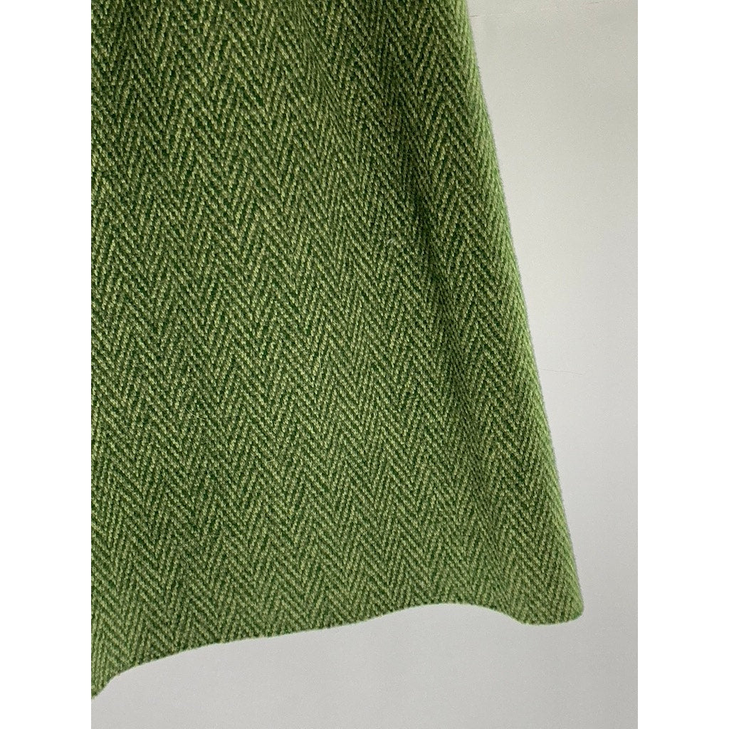 BONNE PETITE Women's Vintage Green Herringbone Knit Button-Front Mini Skirt SZ S