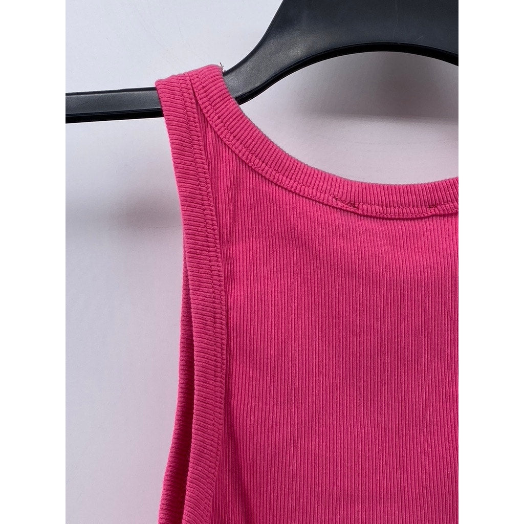 ZARA Women’s Pink Ribbed Crewneck Sleeveless Cropped Top SZ L