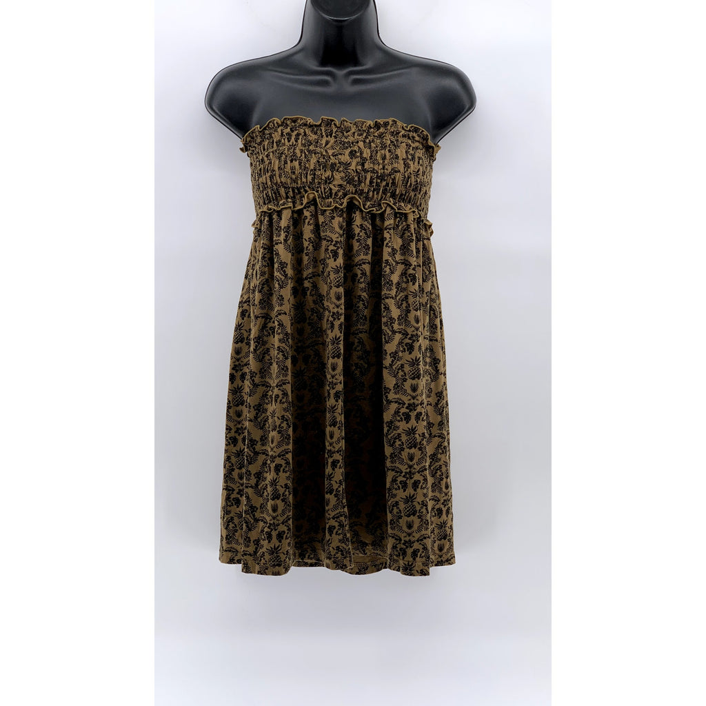 DEUX AILES Women's Print Smocked Strapless A-Line Mini Dress SZ M
