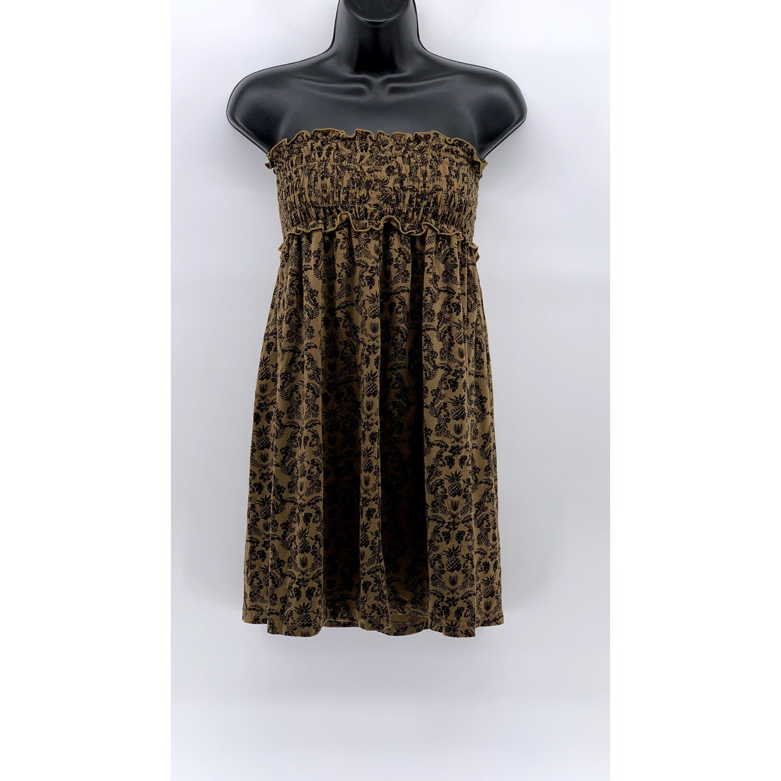 DEUX AILES Women's Print Smocked Strapless A-Line Mini Dress SZ M