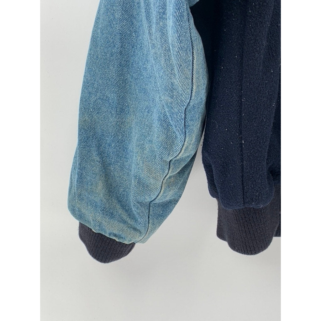 ARIZONA JEAN COMPANY Men's Blue-Navy Vintage 90's Button-Up Varsity Jacket SZ M