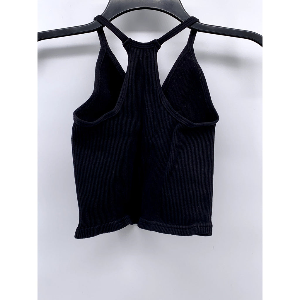 REFORMER Women's Black Ribbed V-Neck Racerback Cropped Tank Top SZ XS/S