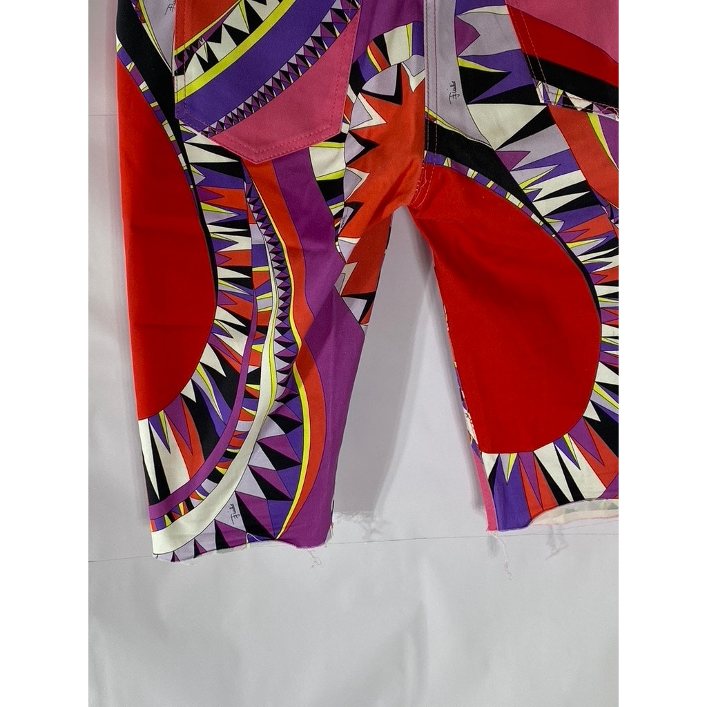 EMILIO PUCCI Women's Pink-Multicolor Printed Bermuda Shorts SZ 14