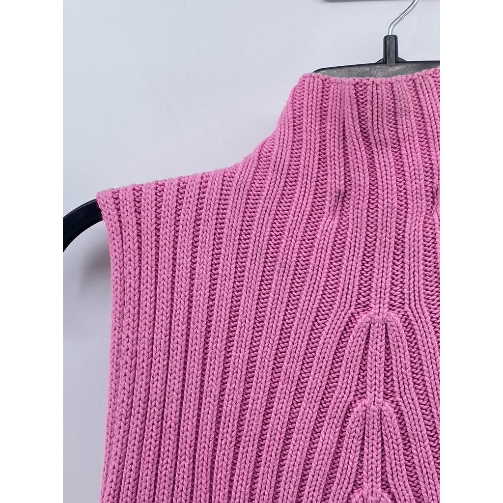 WORLD REPUBLIC CLOTHING CO. Women's Pink Rib Knit Mock-Neck Sleeveless Top SZ M