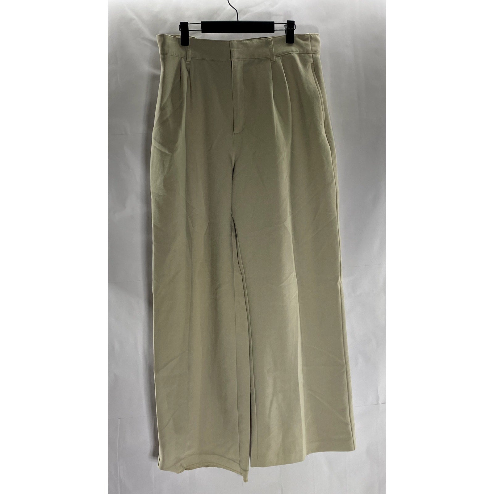 ABERCROMBIE & FITCH Women's Beige Pleated Straight Wide-Leg Pant SZ L