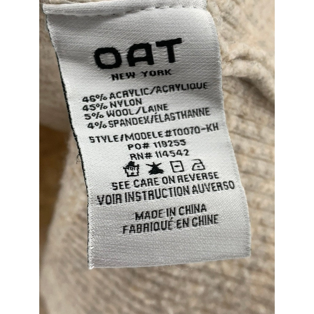 OAT NEW YORK Women's Beige V-Neck Button-Down Long Sleeve Sweater SZ L