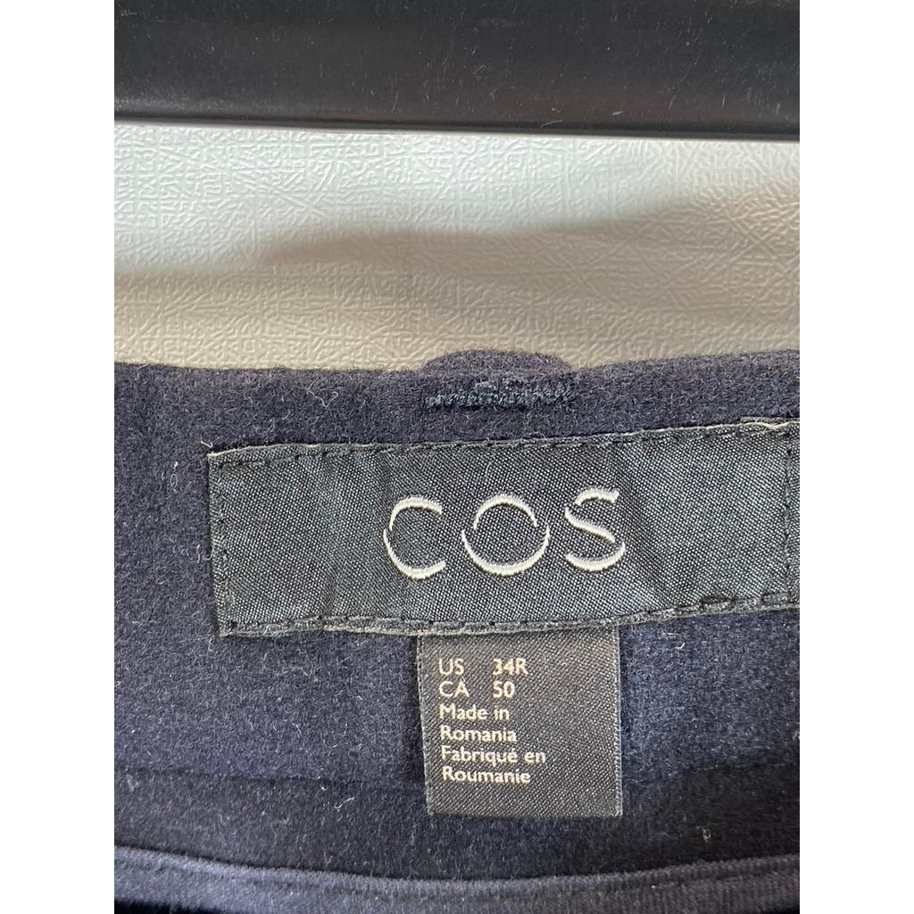 COS Men's Navy Wool-Blend Flat Front Dress Pants SZ 34R