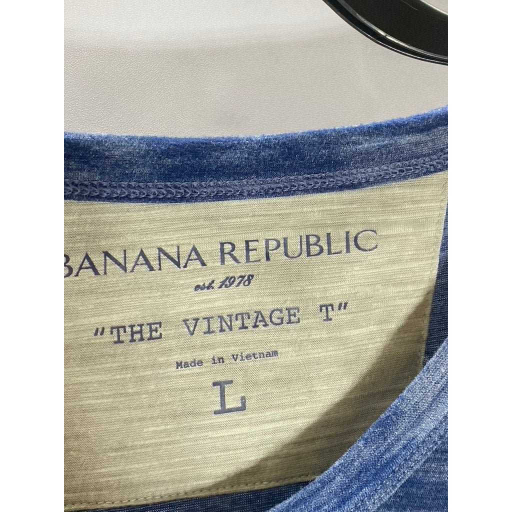 BANANA REPUBLIC Women's Blue Scoop-Neck "The Vintage T" Short Sleeve Top SZ L