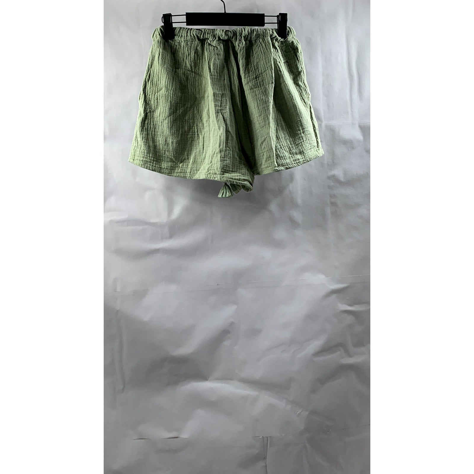 MIDNIGHT SKY Women's Green Lightweight Relaxed Fit Drawstring Shorts SZ M