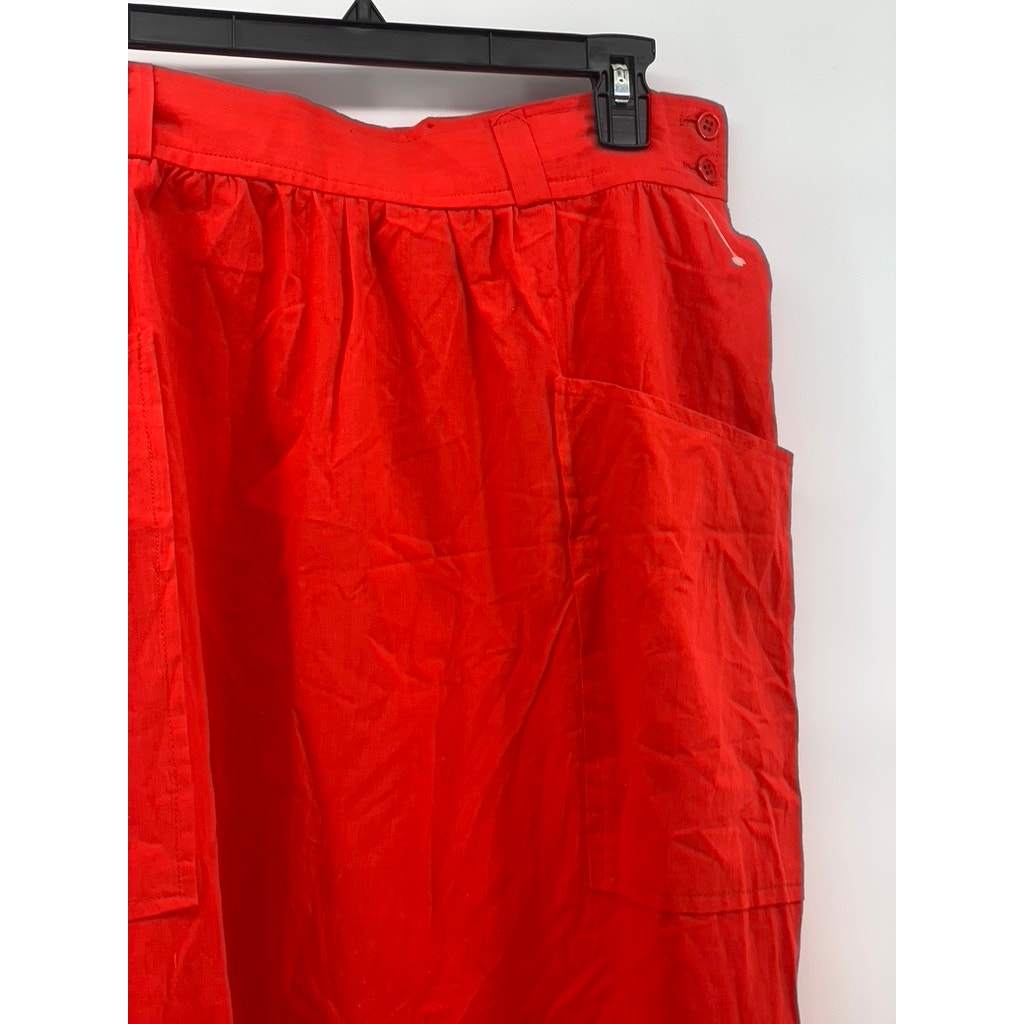 ADAM YVES Women's Vintage Red Side-Closure A-Line Midi Skirt SZ 16