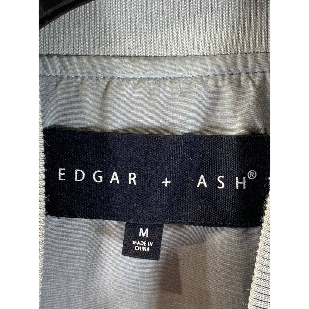 EDGAR + ASH Men's Gray Full-Zip Windbreaker Bomber Jacket SZ M