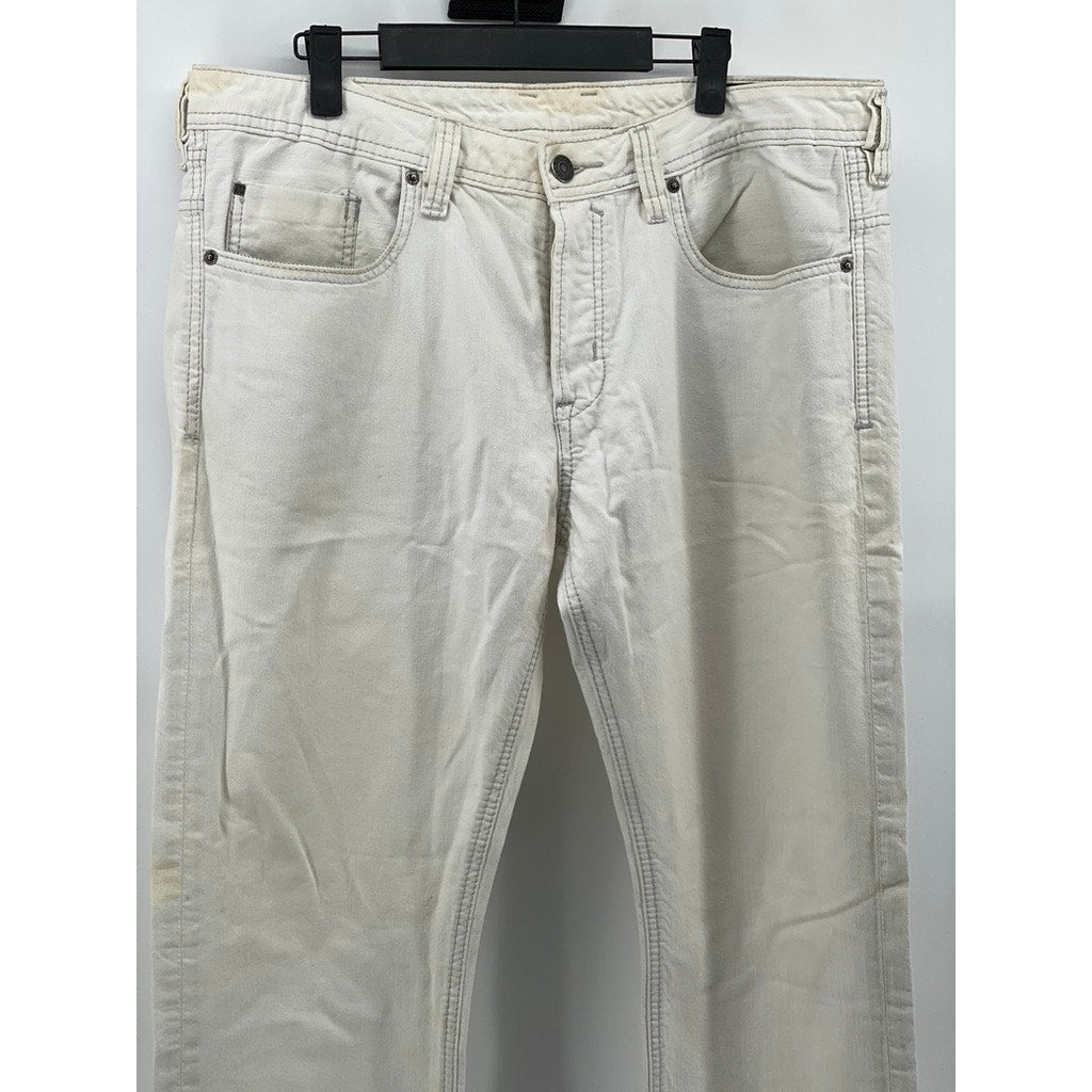 BUFFALO JEANS Men's White Evan Basic Slim-Leg Five-Pocket Denim Jeans SZ 36X32