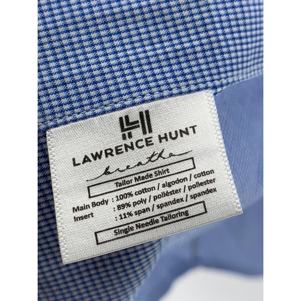 LAWRENCE HUNT Men's Blue-White Gingham Button-Up Long Sleeve Shirt SZ L