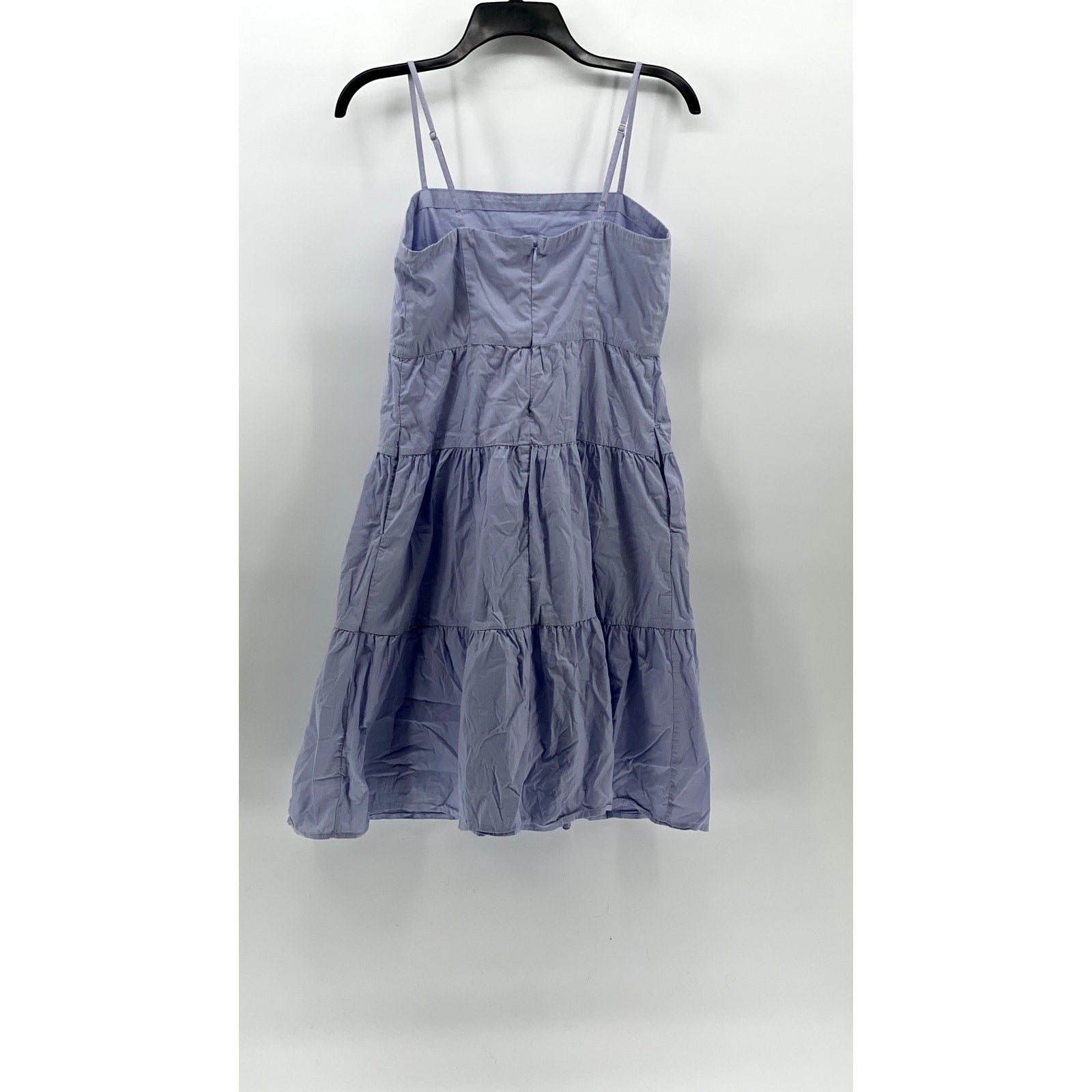 GAP Women's Lilac Straight-Neck Spaghetti Strap Tiered A-Line Mini Dress SZ 2