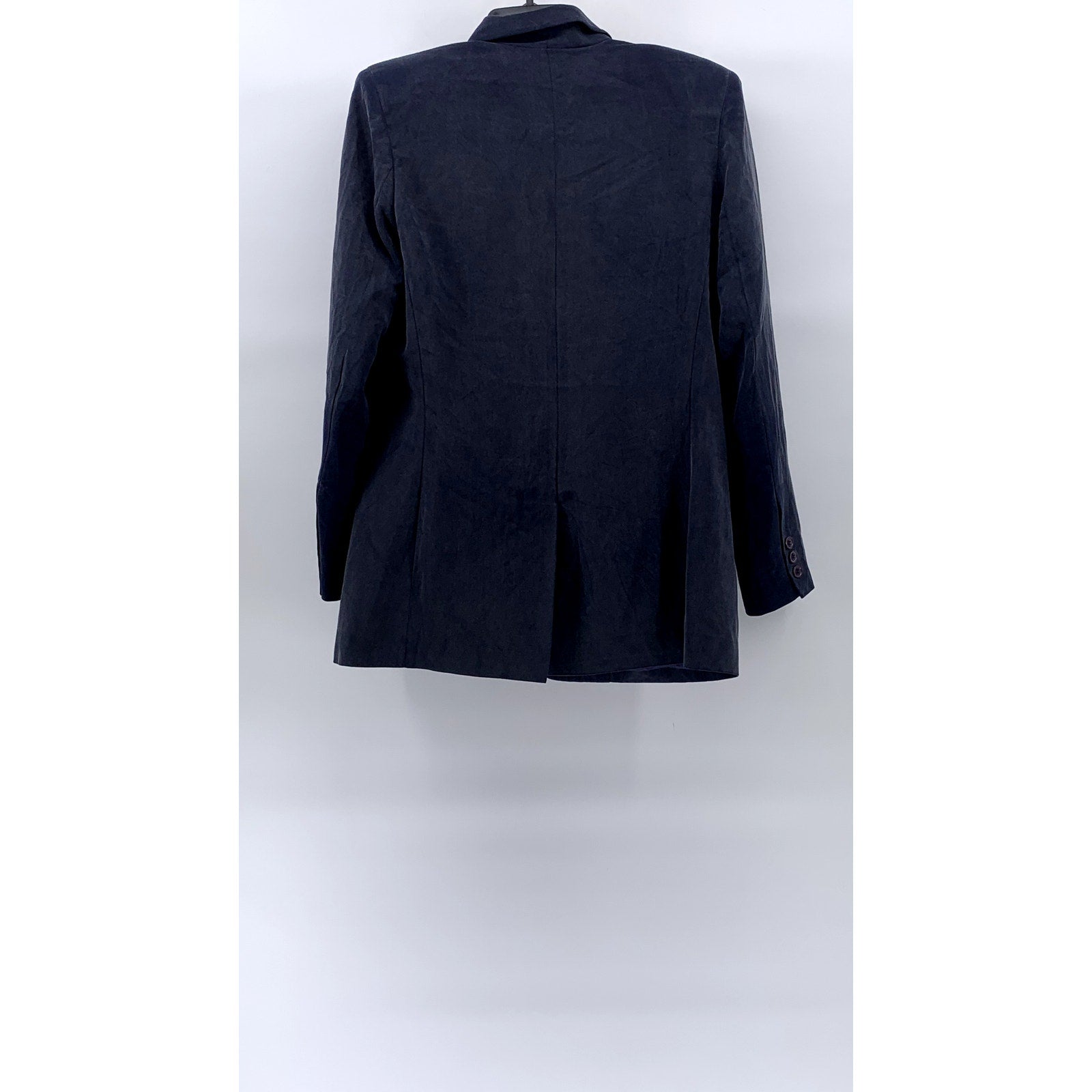 UNBRANDED Women's Washed Blue Notch Collar Three Button Blazer SZ S