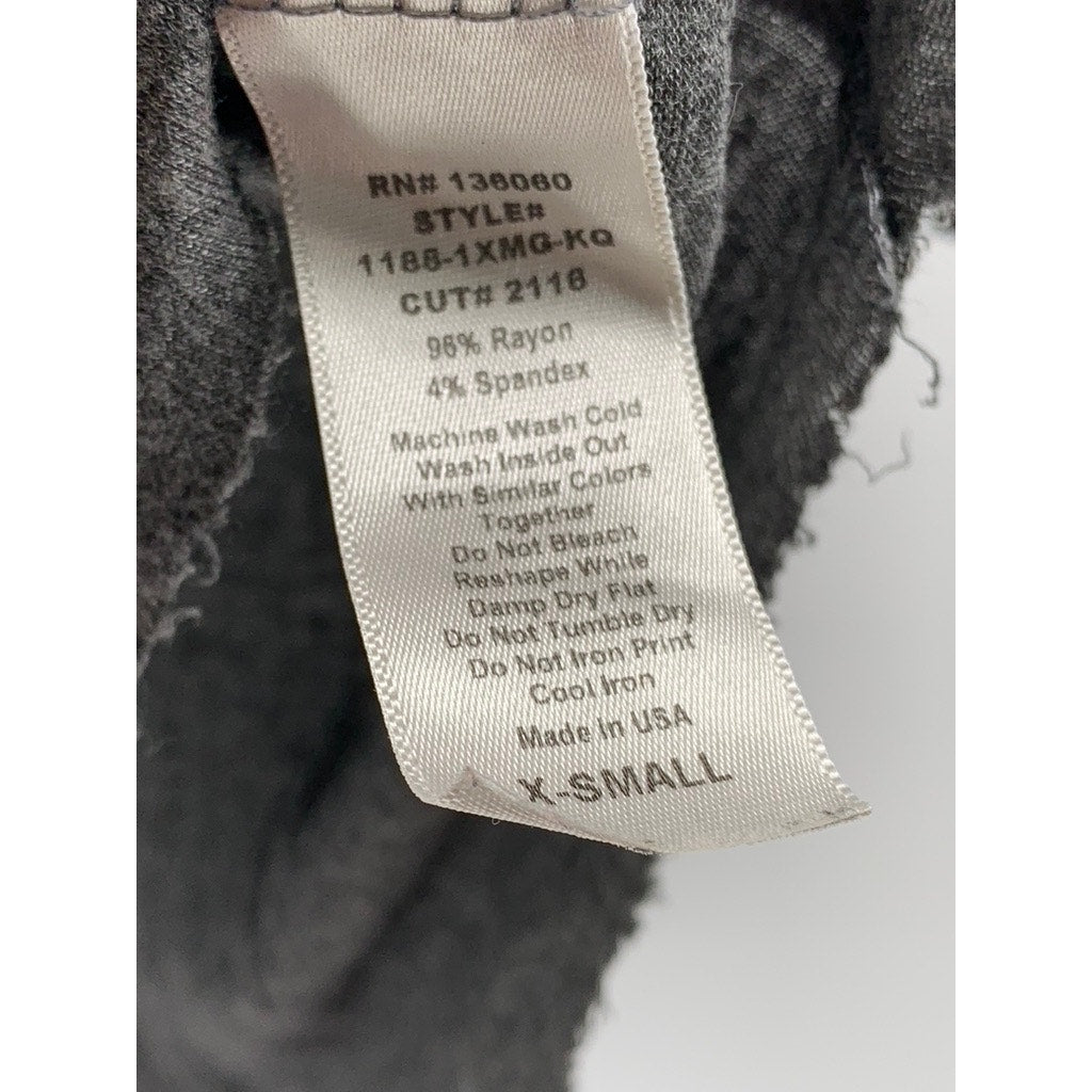 PROJECT SOCIAL T Women's Gray Scoop-Neck 3/4 Sleeve Oversized Casual Top SZ XS
