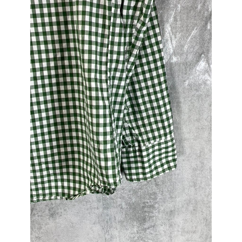 J.CREW Men's Green Gingham Secret Wash Cotton Slim-Fit Button-Up Shirt SZ M