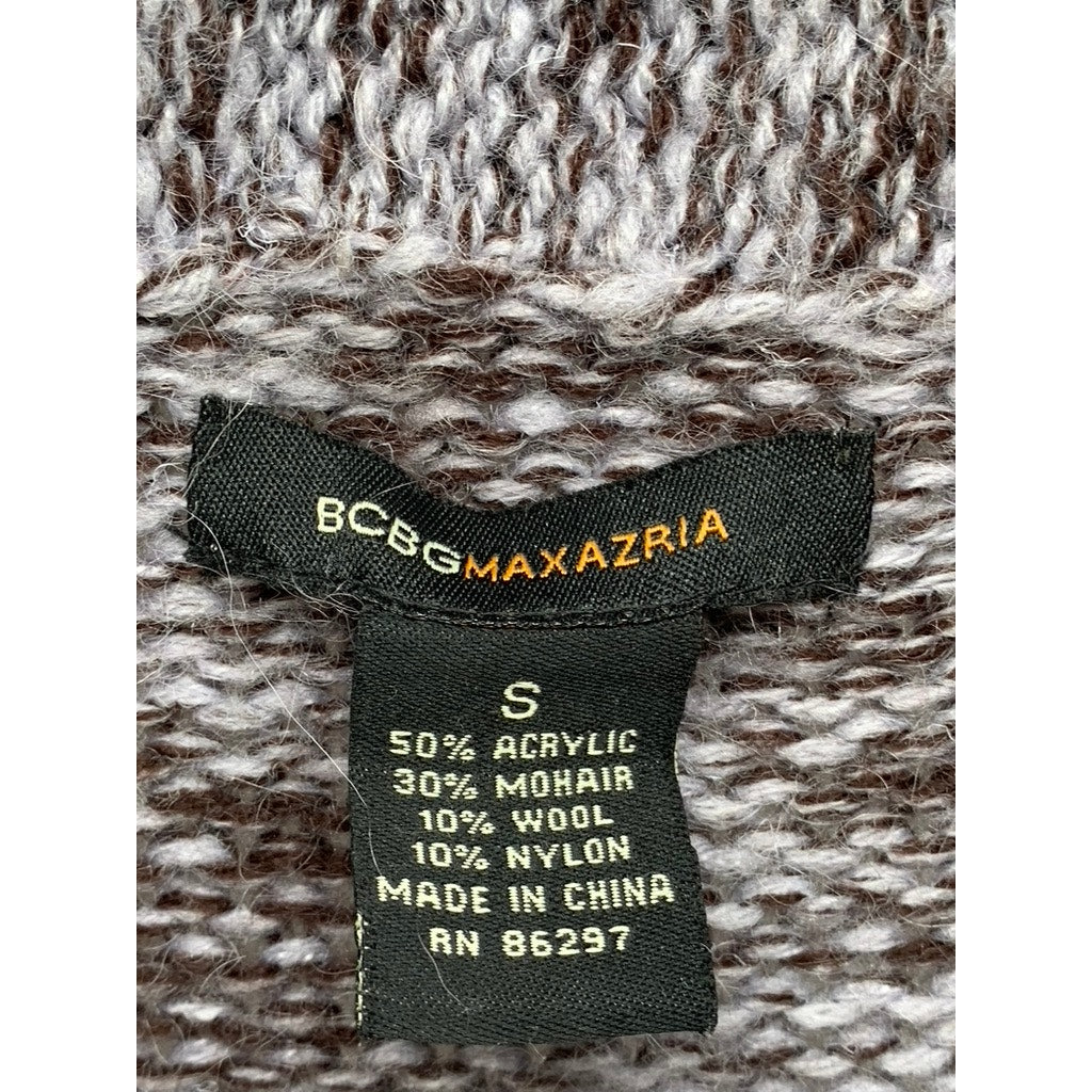 BCBGMAXAZARIA Women's White-Brown Button-Up Knit Duster Sweater SZ S