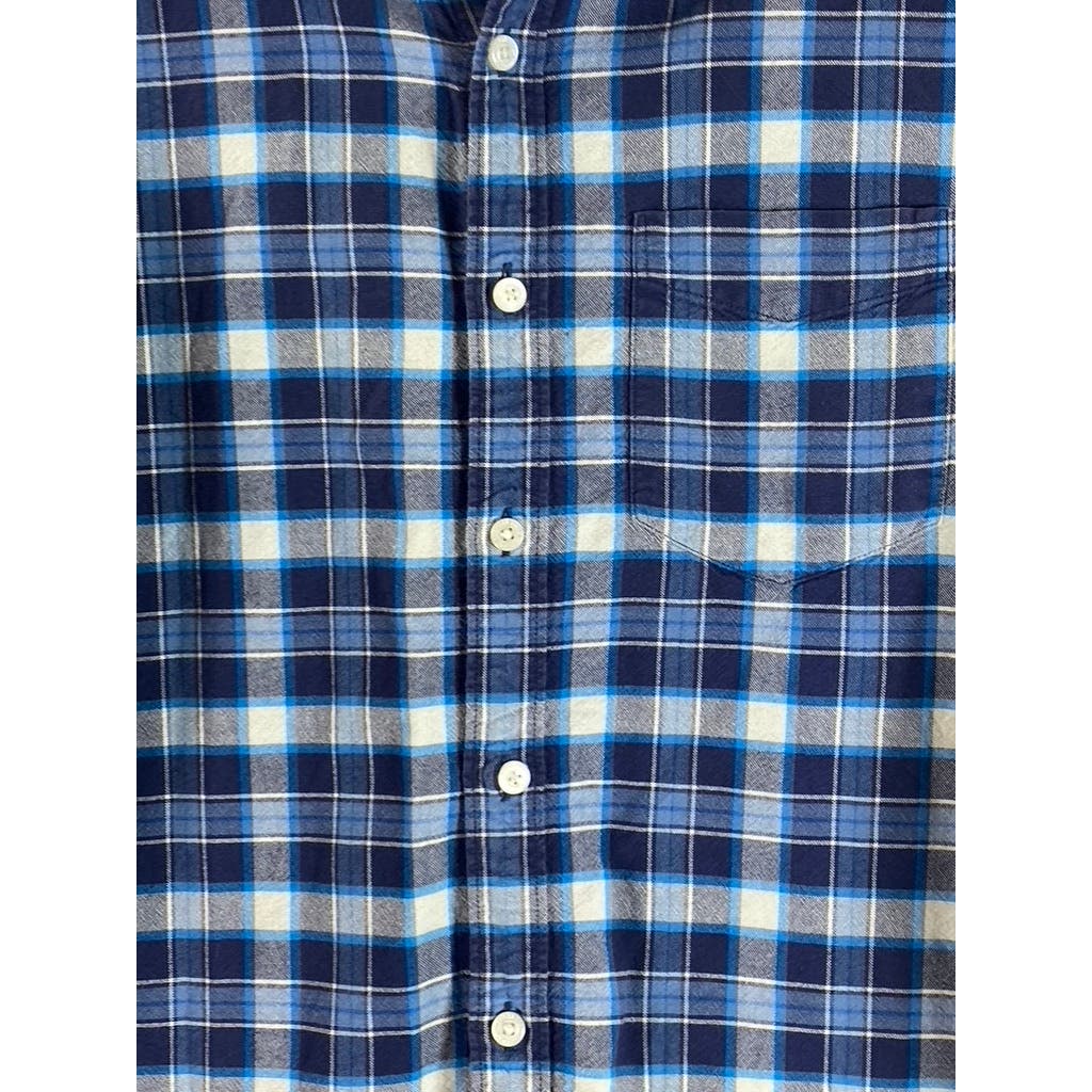 AMERICAN EAGLE OUTFITTERS Men's Blue Plaid Soft Button-Up Flannel Shirt SZ M