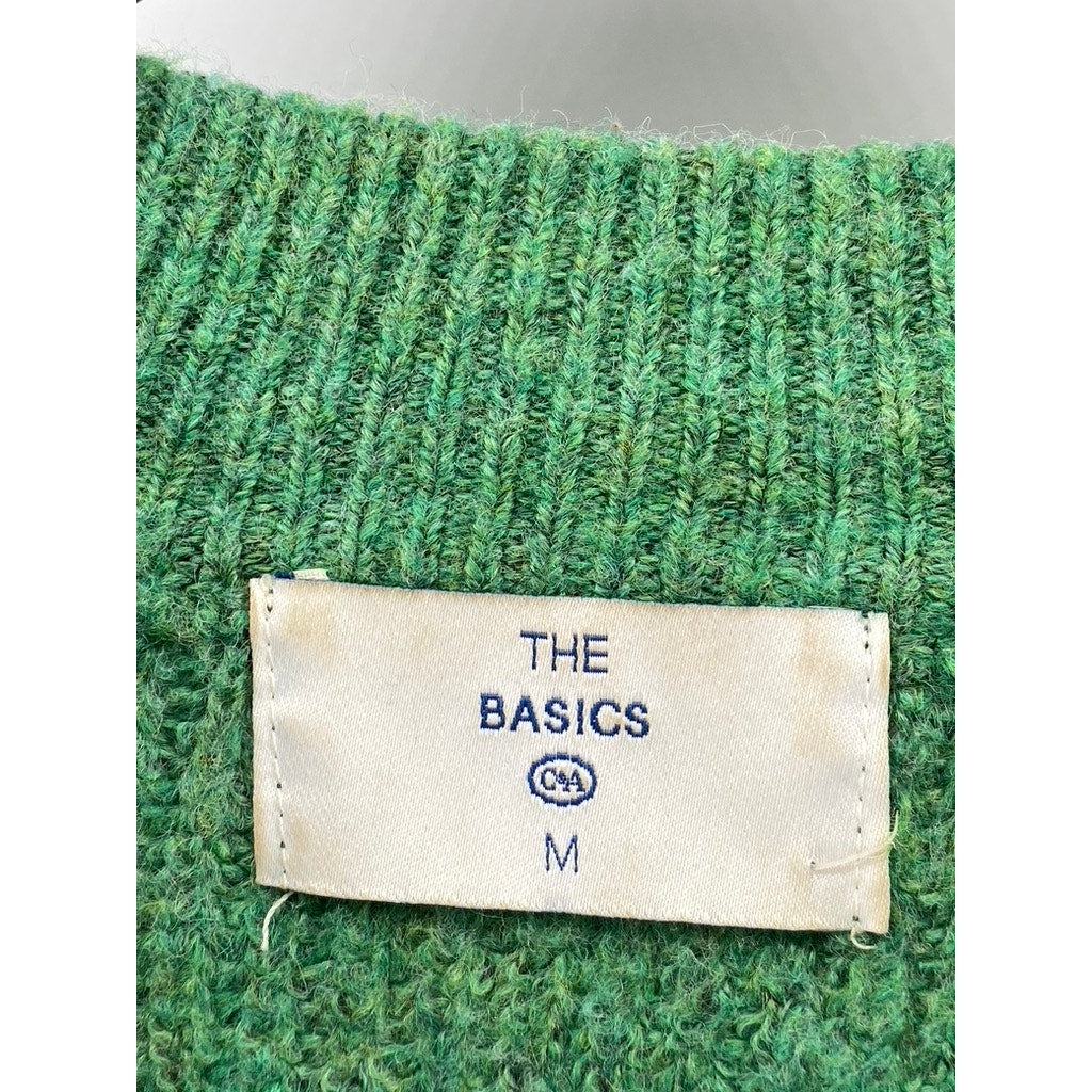 C&A THE BASICS Men's Dark Green Crewneck Knit Pullover Sweater SZ M