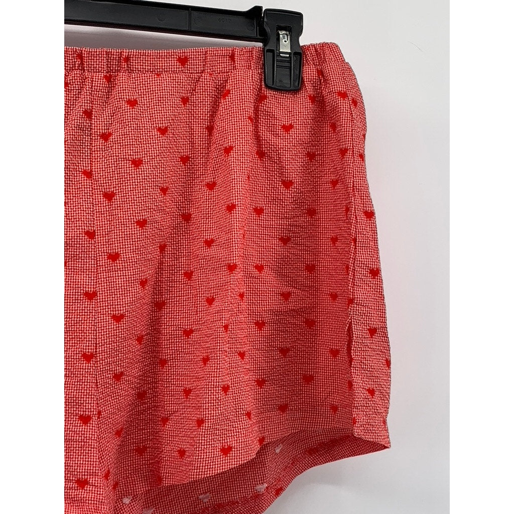 CIDER Women's Red Embroidered Heart Casual Pull-On Shorts SZ L(US8)