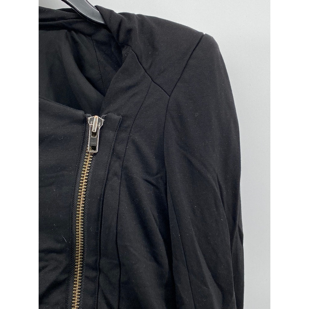 HELMUT HELMUT LANG Women's Petite Black Asymmetrical Zip-Up Top SZ P-XS