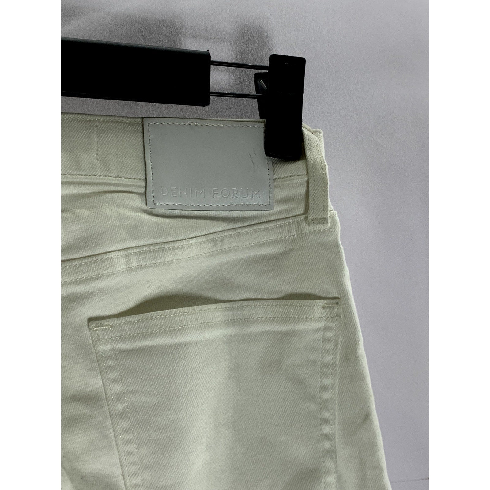 DENIM FORUM Women's White Button-Fly High-Rise The Bailey Crop Flare Jean SZ 24
