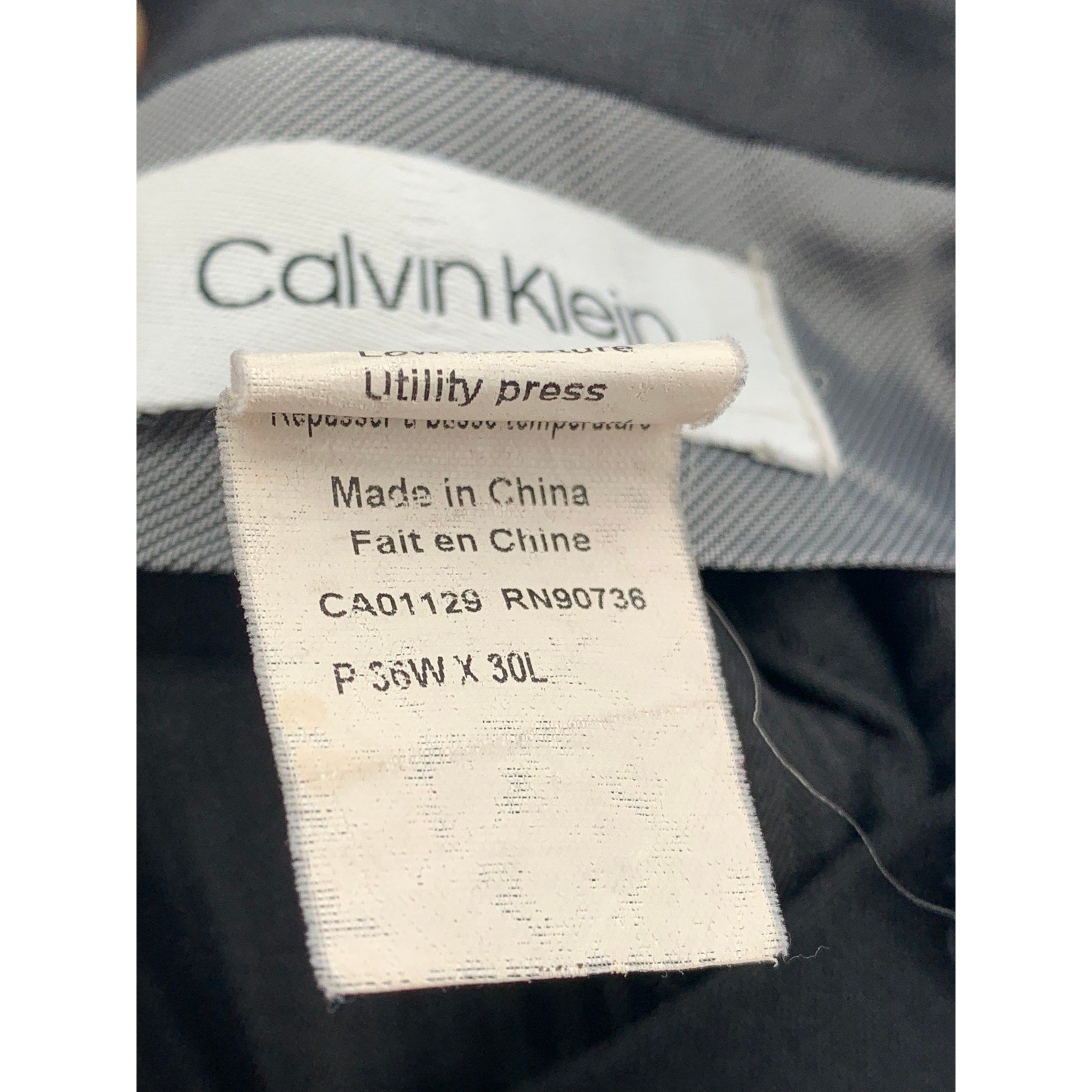 CALVIN KLEIN Men's Black Solid Slim-Leg Regular-Fit Flat Front Pants SZ 36X30
