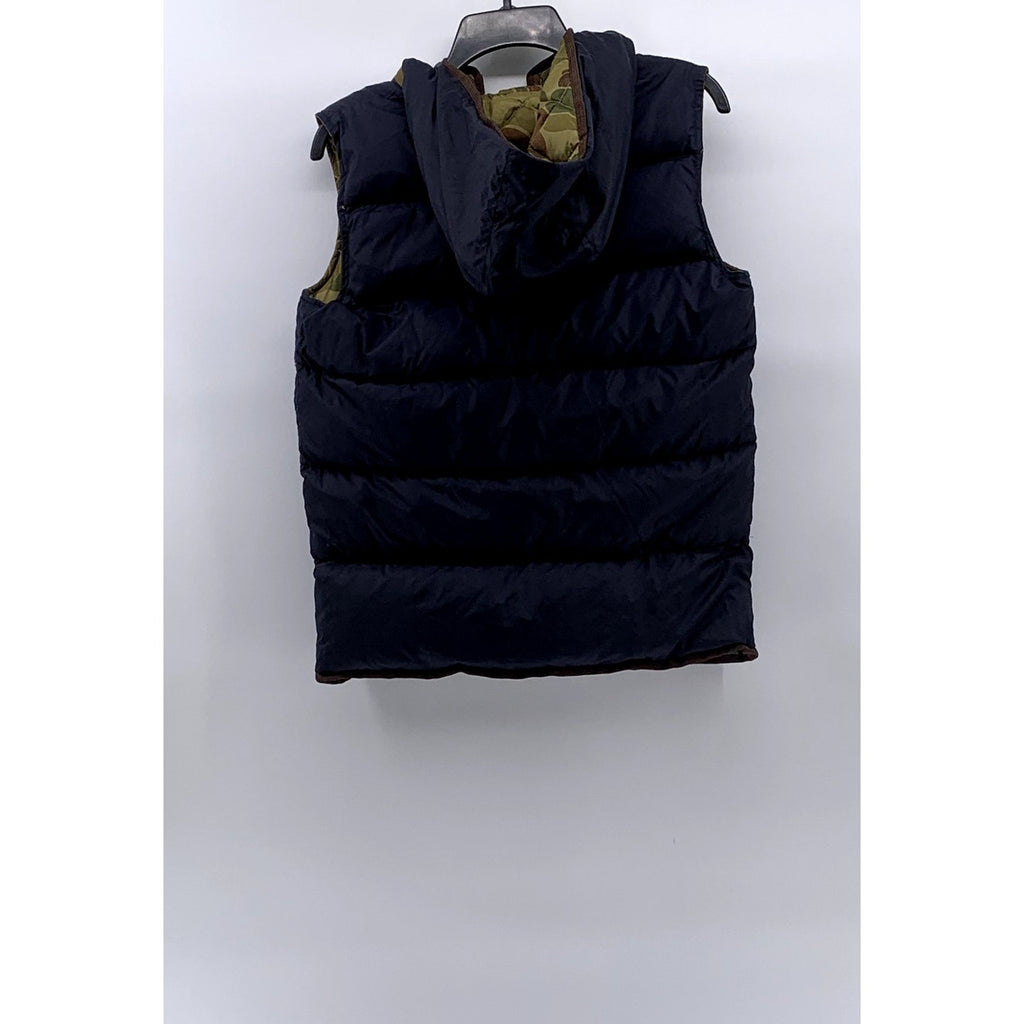 SCOTCH SHRUNK Men's Green-Navy Camo Reversible Zip-Up Hooded Vest SZ S