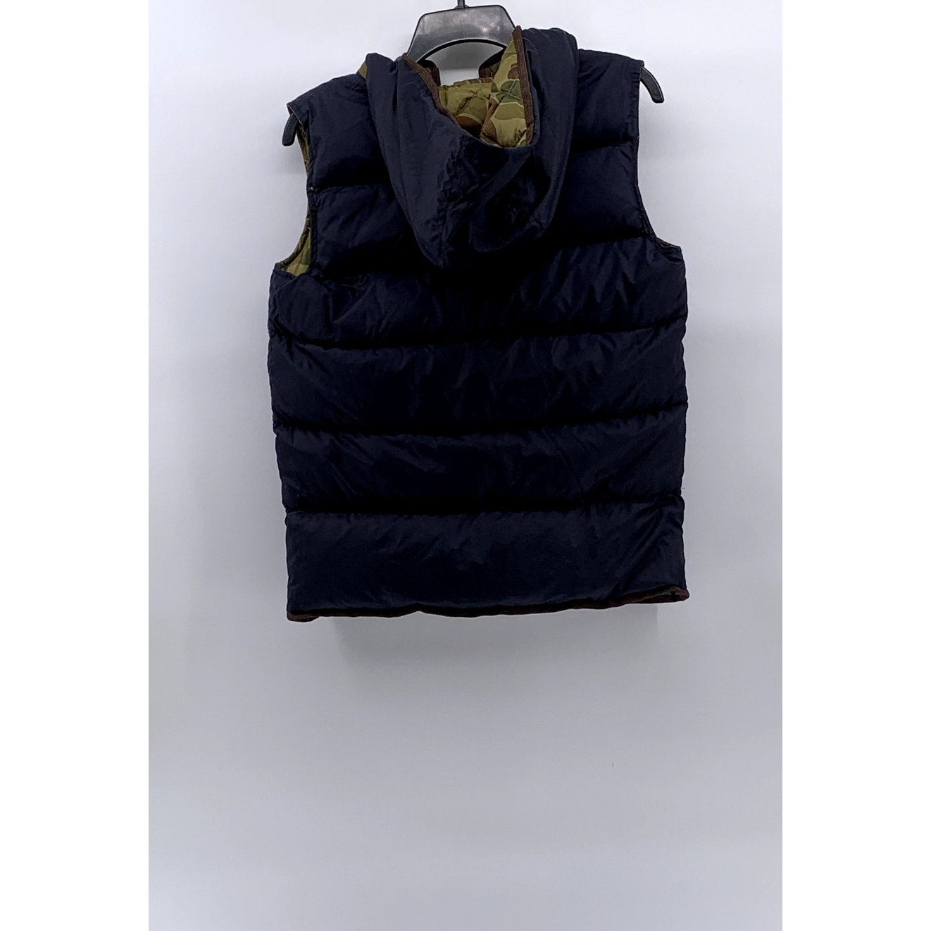 SCOTCH SHRUNK Men's Green-Navy Camo Reversible Zip-Up Hooded Vest SZ S