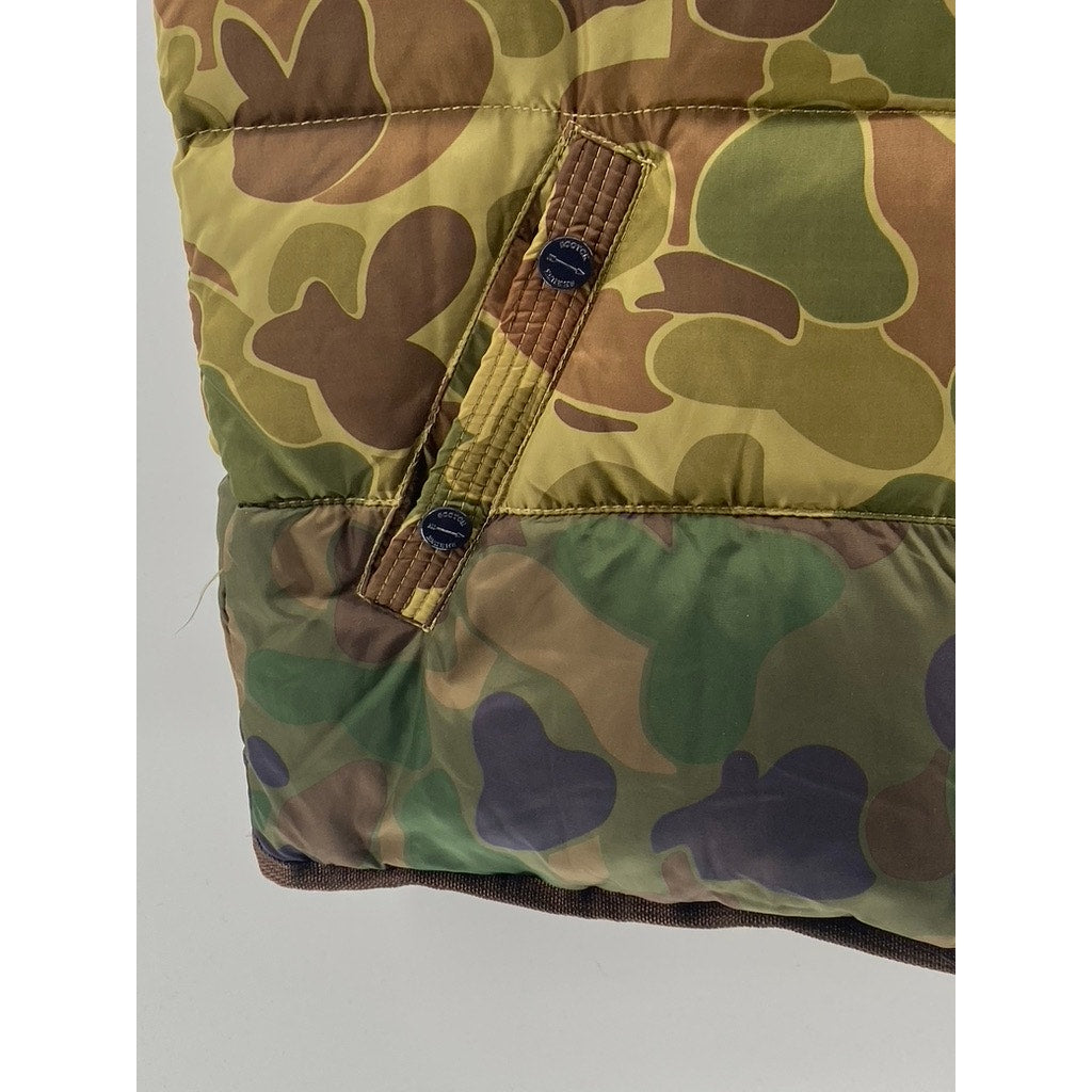 SCOTCH SHRUNK Men's Green-Navy Camo Reversible Zip-Up Hooded Vest SZ S