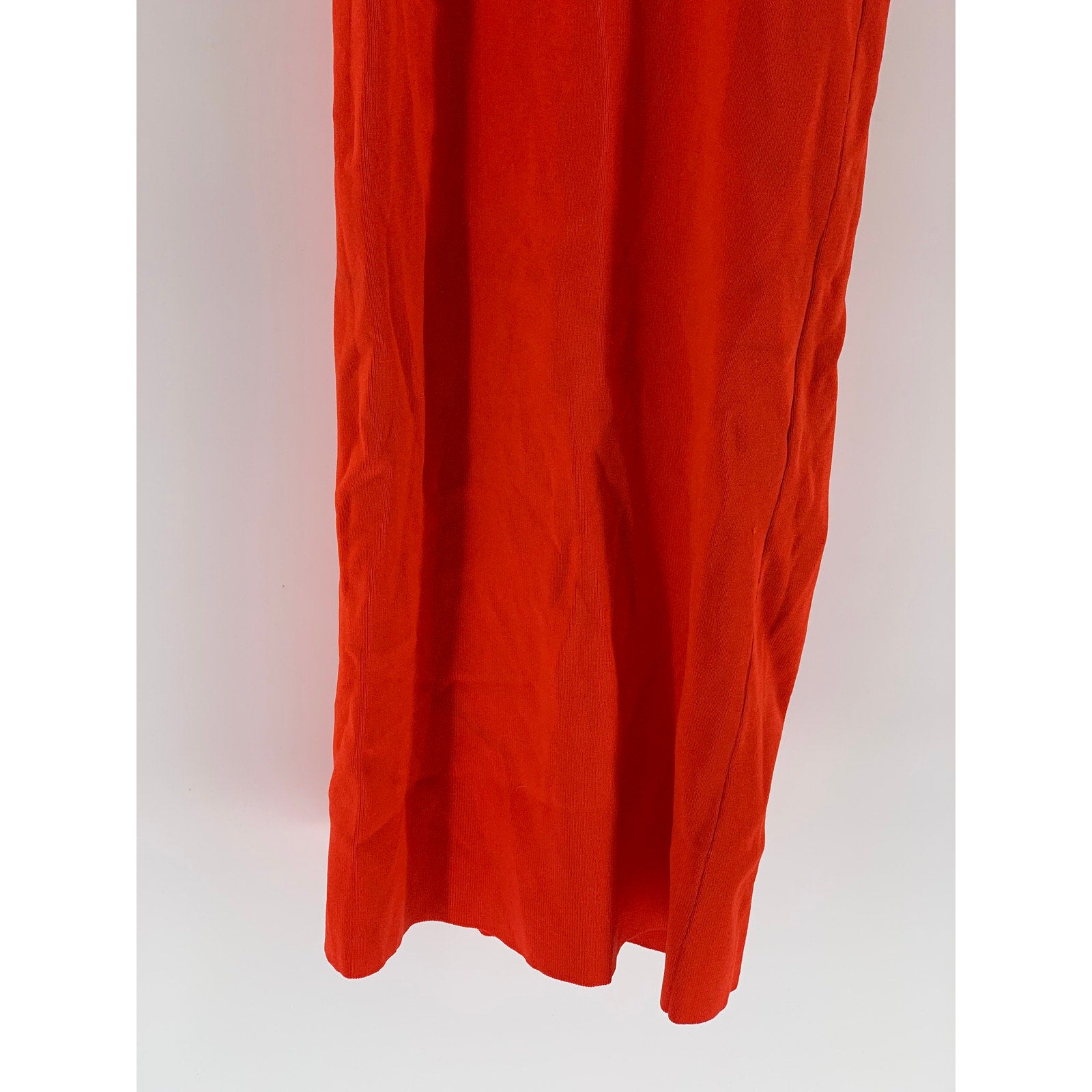 ZARA Women's Red Ribbed Crewneck Cutout Back Sleeveless Bodycon Maxi Dress SZ M