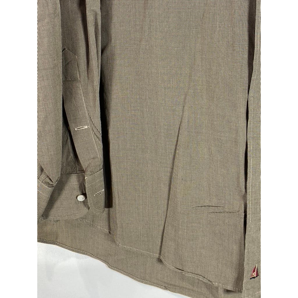 NORDSTROM Men's Brown Printed Relaxed Classic Button-Up Dress Shirt SZ 17.5/34
