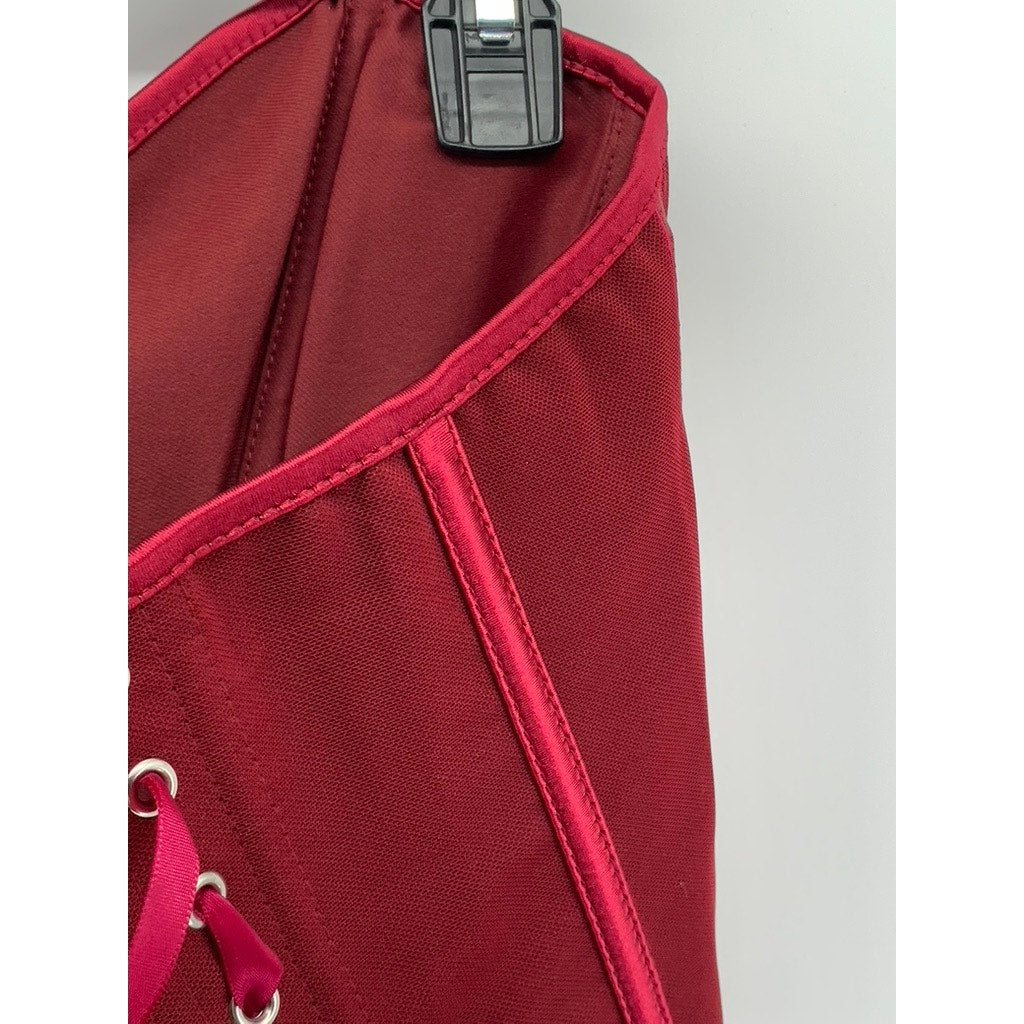 UNBRANDED Women's Red Lace-Back Strapless Corset Top SZ XS