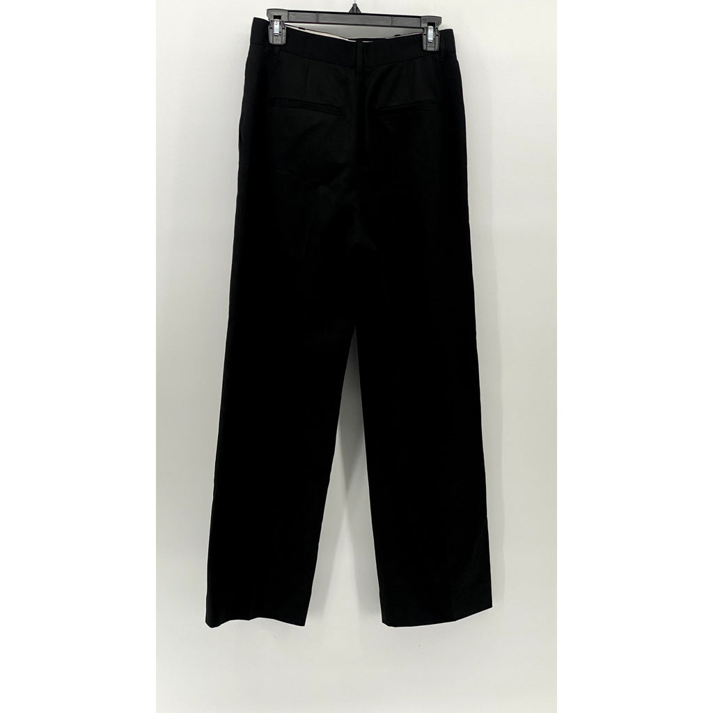 CLUB MONACO Women's Black Wool-Blend Pleated Straight-Leg High-Rise Pants SZ 6