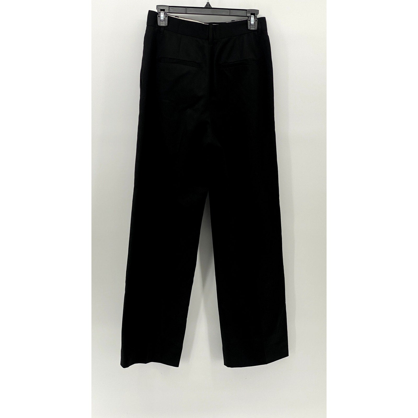 CLUB MONACO Women's Black Wool-Blend Pleated Straight-Leg High-Rise Pants SZ 6