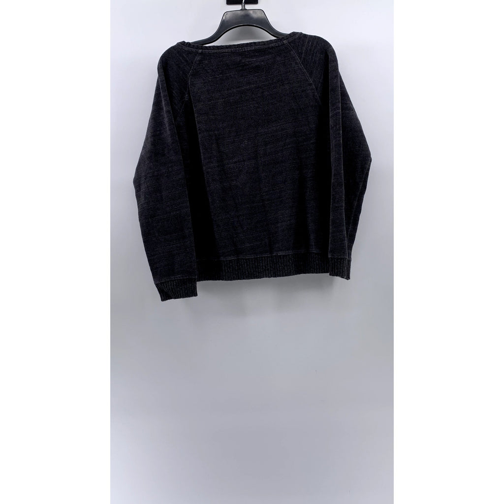 ANN TAYLOR LOFT Women's Washed Black Knit Scoop-Neck Long Sleeve Sweater SZ L