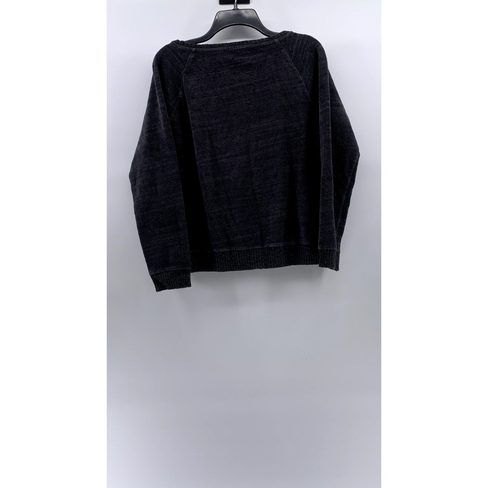 ANN TAYLOR LOFT Women's Washed Black Knit Scoop-Neck Long Sleeve Sweater SZ L