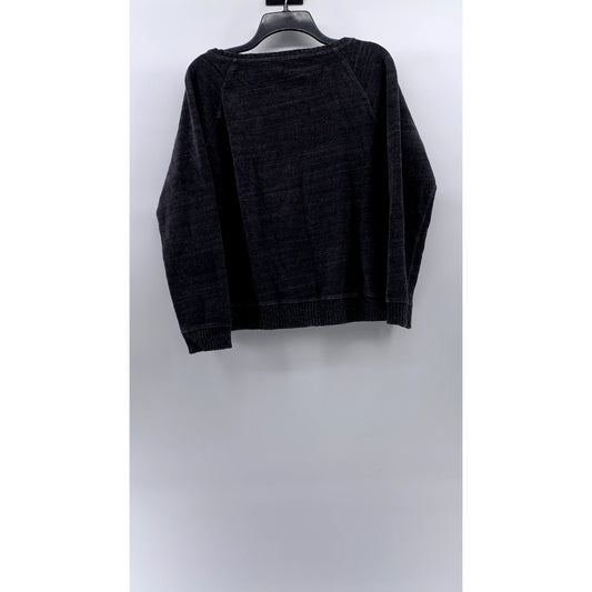 ANN TAYLOR LOFT Women's Washed Black Knit Scoop-Neck Long Sleeve Sweater SZ L