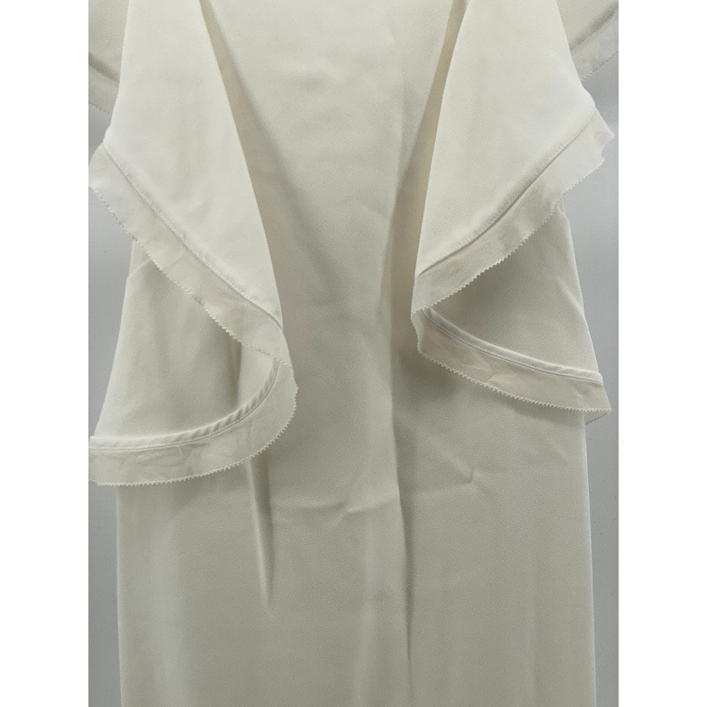 CLUB MONACO Women’s White Irina Ruffle-Sleeve Sheath Knee-Length Dress SZ 2