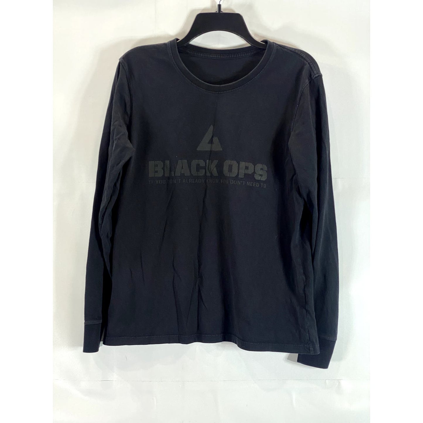 AMERICAN GIANT Men's Solid Black Crewneck Logo Long Sleeve Shirt SZ L